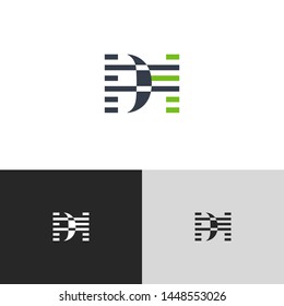 Initial Letter di d i  uppercase modern logo design template elements. green letter Isolated on black white grey background. Suitable for business, consulting group company.