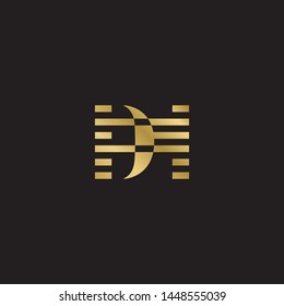 Initial letter di d i uppercase modern logo design template elements. Gold letter Isolated on black  background. Suitable for business, consulting group company.