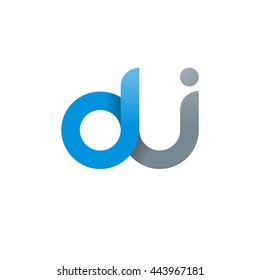 initial letter di, letter dui, modern linked circle round lowercase logo blue gray