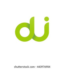 initial letter di, letter dui, modern linked circle round lowercase logo green