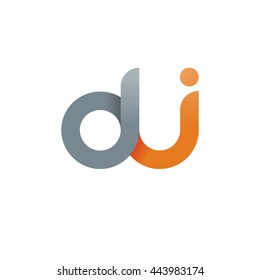 initial letter di, letter dui, modern linked circle round lowercase logo orange gray