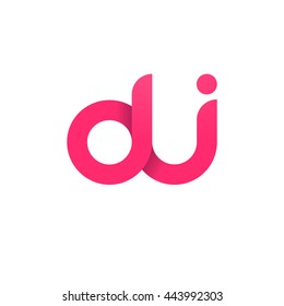 initial letter di, letter dui, modern linked circle round lowercase logo pink