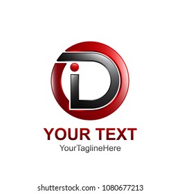 Initial letter DI or ID logo template colored black red circle design for business and company identity