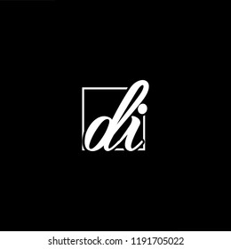 Initial letter DI ID minimalist art monogram shape logo, white color on black background