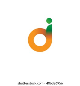 initial letter di linked circle lowercase logo orange green