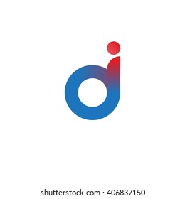 initial letter di linked circle lowercase logo blue red