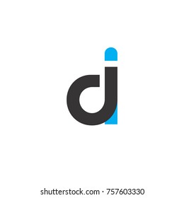 Initial Letter DI Linked Circle Lowercase Logo Black Blue Icon Design Template Element