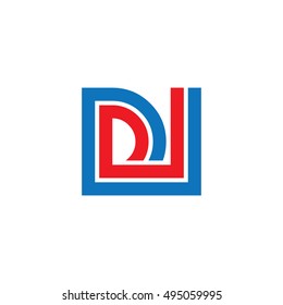 Initial Letter DI Linked Design Logo Blue Red
