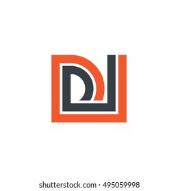 Initial Letter DI Linked Design Logo Orange Black