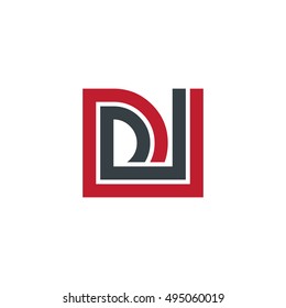 Initial Letter DI Linked Design Logo Red Black