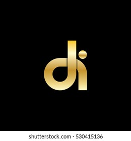 Initial Letter DI Linked Design Logo Gold