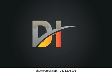 Initial Letter DI Logo Design With Swoosh. Creative And Modern DI Logo Design on Black Background.