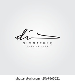 Initial Letter DI Logo - Hand Drawn Signature Logo