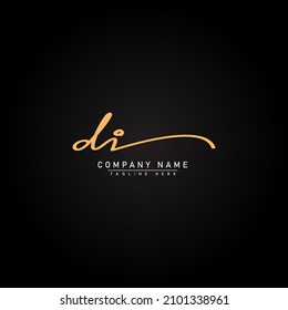 Initial Letter DI Logo - Handwritten Signature Logo