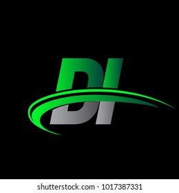 initial letter DI logotype company name colored green and black swoosh design. vector logo for business and company identity.