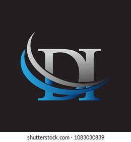 initial letter DI logotype company name colored blue and grey swoosh design. vector logo for business and company identity.