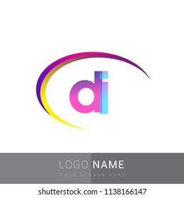 initial letter DI logotype company name, coloreful and swoosh design. vector logo for business and company identity.