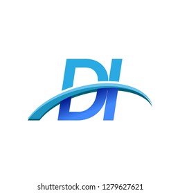 initial letter DI logotype company name colored blue and swoosh design. vector logo for business and company identity.
