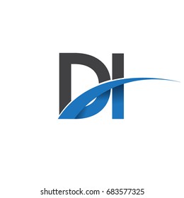 initial letter DI logotype company name colored blue and grey swoosh design. vector logo for business and company identity.
