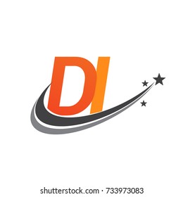 initial letter DI logotype company name colored orange and grey swoosh star design. vector logo for business and company identity.