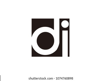 Initial letter di lowercase logo black and white