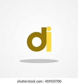 Initial letter DI lowercase logo design template brown yellow