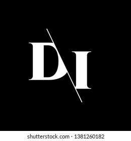 Initial Letter DI Monogram Sliced. Modern logo template isolated on black background