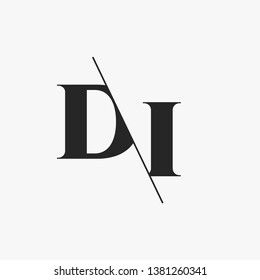 Initial Letter DI Monogram Sliced. Modern logo template isolated on gray background