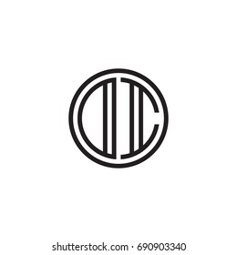 Initial letter DI, OI, minimalist line art monogram circle logo, black color