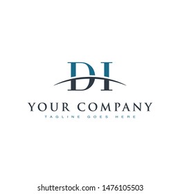 Initial letter DI, overlapping movement swoosh horizon logo company design inspiration in blue and gray color vector