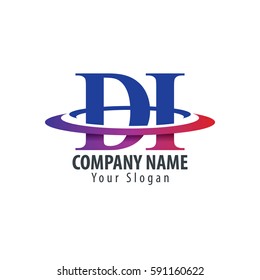 Initial Letter DI With Overlapping Swoosh Circle Logo