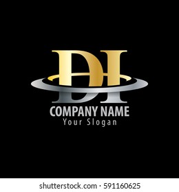 Initial Letter DI With Overlapping Swoosh Circle Logo