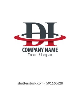 Initial Letter DI With Overlapping Swoosh Circle Logo