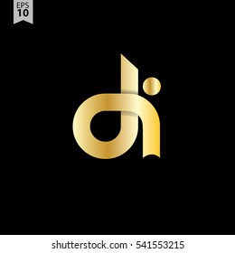 Initial Letter DI Rounded Lowercase Logo Gold