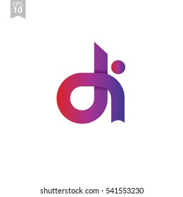 Initial Letter DI Rounded Lowercase Logo Purple