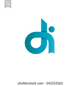 Initial Letter DI Rounded Lowercase Logo Blue