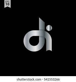 Initial Letter DI Rounded Lowercase Logo Silver