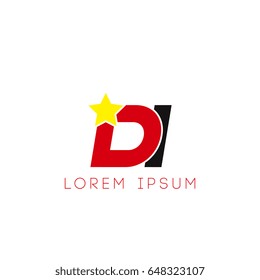 Initial letter di yellow star logo red black