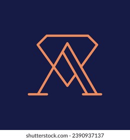 initial Letter A Diamond Logo Concept icon sign symbol Element Design Line Art Style. Jewellery, Jewelry, Gem Logotype. Vector illustration template