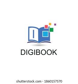 I Initial letter digital book/e book with colorful pixel technology. For electronic book, digital library and technology logo concept
