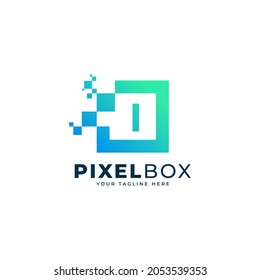 Initial Letter I Digital Pixel Logo Design. Geometrische Form mit quadratischen Pixelpunkten. Für Unternehmens- und Technologielogos verwendbar