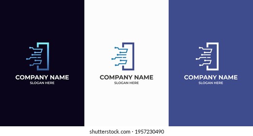 Initial Letter I digital technology logo design template. Illustration vector graphic of letter with dot connection logo design concept. Perfect for Business corporate, more technology brand identity