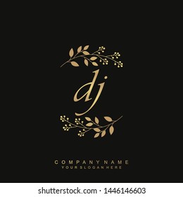 Initial letter DJ beautiful handwriting logo vector template