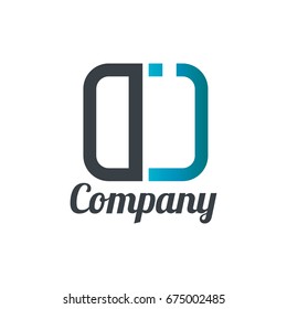 Initial Letter DJ DI Linked Box Design Logo