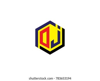 Initial letter DJ Hexagonal design Logo Vector Graphic Branding Letter Element.