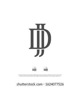 Initial letter DJ, JD, J, D uppercase modern logo design template elements. black letter Isolated on white background. can be used for business, consulting group company.