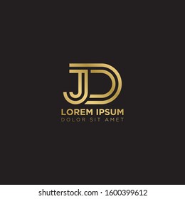 Initial Letter DJ JD linked uppercase overlap modern gold logo vector design template. Suitable for business, consulting group company.