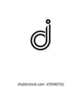 Initial letter dj, jd, linked outline rounded lowercase, monogram black