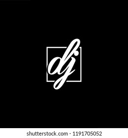 Initial letter DJ JD minimalist art monogram shape logo, white color on black background