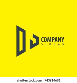 Initial Letter DJ Linked Triangle Design Logo